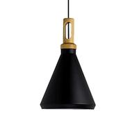 Black Elegant Hanging Light Industrial Black Suspensiom Lamp Handle with Wood Metal Ceiling Lighting Fixture Coffee Shop 1-Light Bohemian Chandelier for Restaurant Living Room Bar Dignified