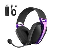Black Emblem Cuffia Gaming Wireless con Mic rimovibile per PC, PS5, PS4, 2,4 GHZ cuffie da gioco con auricolari respirabili, Bluetooth 5.4, batteria 50H, cuffie da gioco leggere