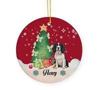 Black English Springer Spaniel Dog Ornamento Natalizio In Ceramica Con Cordino Decorazioni Natalizie 7.3Cm Decorazioni In Ceramica