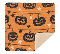Black Evil - Tappetino in morbida schiuma a forma di zucca di Halloween, per far giocare il bambino sul pavimento, non tossico, pieghevole, per bambini, 127 x 127 cm