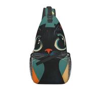 Black Eyed Kitty Crossbody Borsa a tracolla Viaggio Petto Pack Sling Zaino per Uomo Escursionismo Daypack