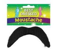 Black Fake Moustache - Disco, 118, Mexican, Mario - Fancy Dress Accessory by Henbrandt
