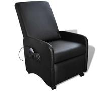Black Faux Leather Massage Recliner Chair, Heated 8-Point Vibration for Shoulder Back Leg, Adjustable Reclining Sofa for Living Room, Small Spaces, Max 110kg