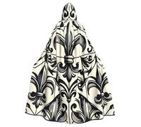 Black-Fleur-De-Lis-Royal, mantello da strega con cappuccio, per costume di Halloween