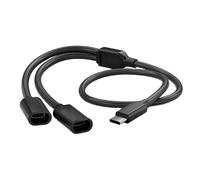 (Black)Flexible Type C Splitter Cable For Double Panel Solar Cameras Secure Outdoor Monitoring Setups 480Mbps Fast Transfer White