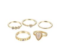 Black Flower 5- Minimalista Anello Boutique Combinazione Anelli Pezzo Creativo Borchie per Anelli Al Naso (Gold, One Size)