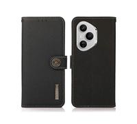 (Black) For Honor 400 Pro 5G (Global) Case Genuine Cow Leather Wallet Phone Cover