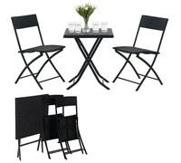 BLACK FOREST MAŁY ZESTAW MEBLI OGRODOWYCH DWA KRZESŁA + STOLIK CZARNY L-0201P