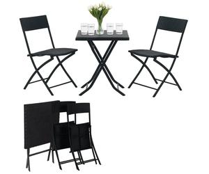 BLACK FOREST MAŁY ZESTAW MEBLI OGRODOWYCH DWA KRZESŁA + STOLIK CZARNY L-0201P