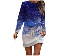 Black Friday 2024 Natale Vestito Invernale Elegante Abito Felpa Natale Donna con Cappuccio Manica Lunga Felpe Lunghe Curvy Maglioni Vestito Casual Stampa Renna Natalizia Hoodie Mini Abiti Natale