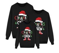 Black Friday Felpa Natalizia per Famiglia Felpe a Maniche Lunghe di Natale Sweatshirt Senza Cappuccio Girocollo Maglione Donna Uomo Bambino Invernale Felpa Maglione Natalizio Divertente Pullover 1