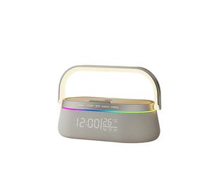 Black Friday Il compagno di scrivania ideale: caricabatterie wireless, altoparlante Bluetooth con orologio e luce notturna am