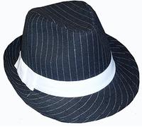 Black Gangster Hat Thin Stripe