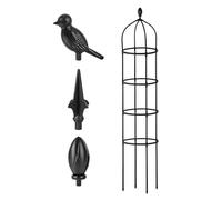 Black Garden Obelisk Trellis Plant Support - Rustproof Climbing Plant Tower Frame, Decorative Outdoor Garden Arch For Roses, Clematis & Cucumbers