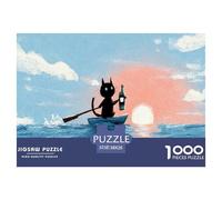 Black Gatto Puzzle 1000 Pezzi Gioco di Sfida per Adulti e Bambini Romantico Puzzle Impossibile Sfida Educativa Regalo per la Decorazione Domestica 38x26cm 1000pcs