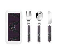 Black Ghost Bat Stoviglie per bambini Set da 3 pezzi, coltello, forchetta e cucchiaio riutilizzabili, stoviglie portatili per la protezione degli alimenti per bambini