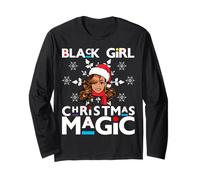 Black Girl Christmas Magic Melanie Donne Pelle Marrone Ragazza Maglia a Manica