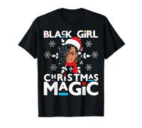 Black Girl Christmas Magic Melanie Donne Pelle Marrone Ragazze Maglietta