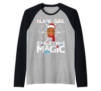 Black Girl Christmas Magic Melanin Mrs Santa Claus Snowflake Maglia con Maniche Raglan