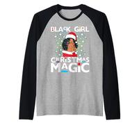 Black Girl Magic Melanin Mrs Claus - Parrucca a caschetto riccia con Pizzo Frontale Maglia con Maniche Raglan