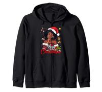 Black Girl Santa Hat Merry Christmas Pigiama afroamericano Felpa con Cappuccio