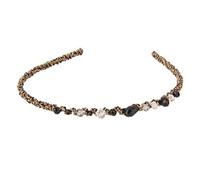 Black & Gold - Fascia per capelli con filo di Alice intrecciato, con cristalli irregolari, colore: Nero