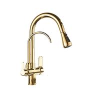 Black Gold Kitchen Faucet with ll-Out Sprayer 3-Way Water Filter for Drinking Hot & Cold Water Mixer Stylish Sink Tap for Modern Kitchens (1 Black B)