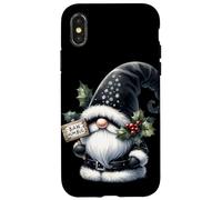 Black Goth Gnome With Bah Humbug Sign For Xmas Funny Santa Custodia per iPhone X/XS