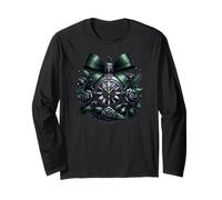 Black Gothic Christmas Balls with Dark Green Bows Goth Xmas Maglia a Manica
