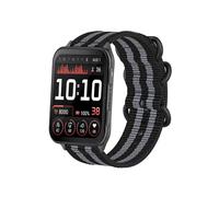 (Black Gray) Ring Buckle Nylon Canvas Watch Band For Garmin Venu X1