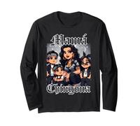 Black Haired Chula Chola La Mama Mas Chingona Curvy Mom Maglia a Manica