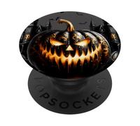Black Halloween Castle Decor Jack O Lantern Pumpkin And Bats PopSockets PopGrip Adesivo