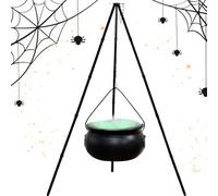 Black Halloween Cauldron - Vaso treppiede Vintage, calderone da Nero, Decorazione per Feste di | Hauted House Garden Centre Centre, Porch Kitchen Spooky Decor, Outdoor Yard Party Poster