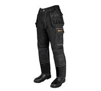BLACK HAMMER Pantaloni per Lavorare da Uomo con Multitasche ed Elastico in Vita Triple Cuciture Resistenti Punti Rinforzati e Ginocchiere Sublime Nero (42W / 33 Long)