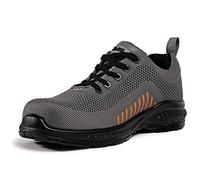 BLACK HAMMER Scarpe da Uomo di Sicurezza Flynit Senza Metallo S1P SRC Ultra Leggere con Punte Composite Suole Interne in Kevlar Senza Hiker 2222 (43 EU, Grigio)