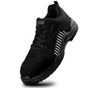 BLACK HAMMER Scarpe da Uomo di Sicurezza Flynit Senza Metallo S1P SRC Ultra Leggere con Punte Composite Suole Interne in Kevlar Senza Hiker 2222 (45 EU, Bianco)