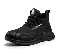 BLACK HAMMER Scarpe Sportive Antinfortunistiche Uomo Punta in Acciaio e Intersuola Protettiva Calzature da Lavoro e attività all'Aperto Resistenti all'Acqua Suola in Gomma S1P SRC 2900 Nero (45 EU)