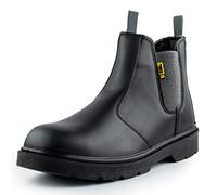 BLACK HAMMER Scarponi Antinfortunistici Slip On Scarpe Chelsea da Lavoro in Pelle Punta in Acciaio Calzature per Lavorare Leggere S3 SRC 1600 Nero (45 EU)