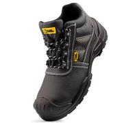 BLACK HAMMER Stivali Antinfortunistici Uomo, Pelle liscia Antiscivolo Antistatico Impermeabile Puntale in Composito, Ideali Calzature per Lavori di Magazzino e all'Aperto S3 SRC Stan Nero (45 EU)