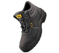 BLACK HAMMER Stivali da Lavoro Uomo in Pelle Pieno Fiore con Puntale in Acciaio, Resistente all'acqua con Solette Memory Foam - Sicurezza e Comfort per Servizi e Magazzino S3 SR William Nero (46 EU)