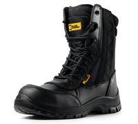 BLACK HAMMER Stivali di Sicurezza in Pelle da Uomo con Puntale in Composito S2 SRC Impermeabili Esercito Militare per Combattere Camminare Cerniera di per Lavorare 9999 (45 EU)