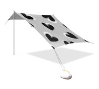 Black Hearts Grey Pattern Designed UPF50+ Beach Cabana Easy Setup Portable Sun Shelter con tasche per sabbia per viaggi in famiglia, picnic e campeggio accessori per Playa