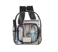 (black) Heavy Duty Clear PVC Transparent Backpack for School, Travel, and Work with Multiple Pockets