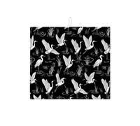 Black Heron - Tappetino scolapiatti per bancone della cucina, tappetino assorbente per scolapiatti con gru bianca, tappetino scolapiatti in microfibra stile vintage naturale, per proteggere bar, 40,6