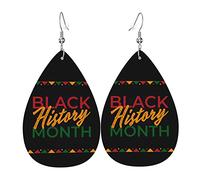 Black History Month 2023 Orecchini pendenti a goccia leggeri in ecopelle da donna