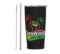 Black History Month Juneteenth Afroamericano 19 giugno 1865 Bicchiere con coperchio e cannuccia Bicchiere da 20 once in acciaio inossidabile con isolamento sottovuoto Tazze da caffè riutilizzabili Ta
