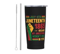 Black History Month Juneteenth Afroamericano 19 giugno 1865 Bicchiere con coperchio e cannuccia Bicchiere da 20 once in acciaio inossidabile con isolamento sottovuoto Tazze da caffè riutilizzabili Ta