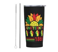 Black History Month Juneteenth Afroamericano 19 giugno 1865 Bicchiere con coperchio e cannuccia Bicchiere da 20 once in acciaio inossidabile con isolamento sottovuoto Tazze da caffè riutilizzabili Ta