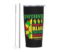 Black History Month Juneteenth Afroamericano 19 giugno 1865 Bicchiere con coperchio e cannuccia Bicchiere da 20 once in acciaio inossidabile con isolamento sottovuoto Tazze da caffè riutilizzabili Ta