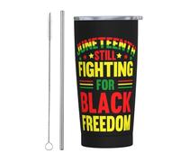 Black History Month Juneteenth Afroamericano 19 giugno 1865 Bicchiere con coperchio e cannuccia Bicchiere da 20 once in acciaio inossidabile con isolamento sottovuoto Tazze da caffè riutilizzabili Ta